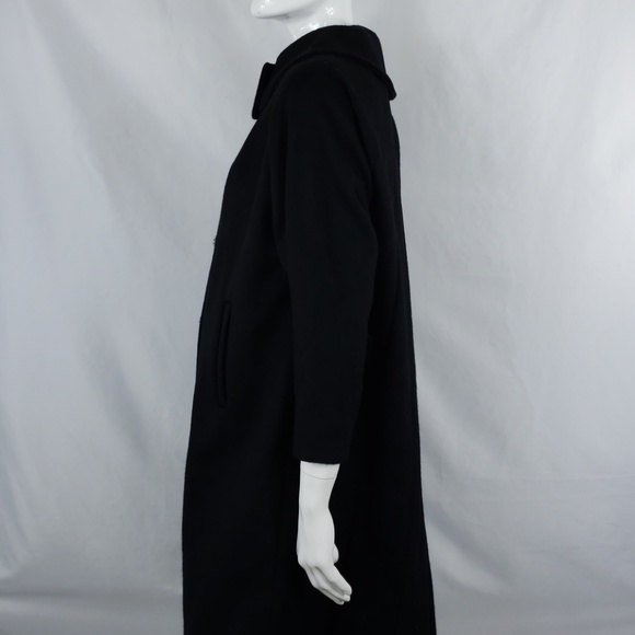 Vintage 60s Wool Long Coat Rhinestone buttons - Picture 4 of 8